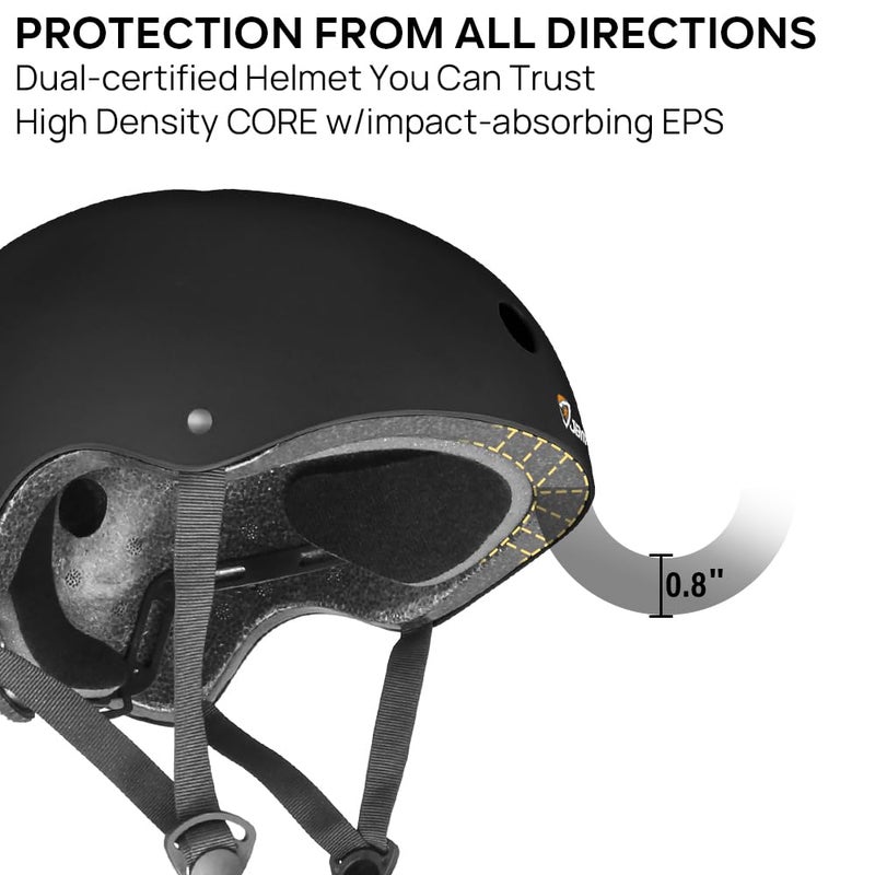 JBM Skateboard Helmet - Lightweight, Adjustable & Ventilated Helmet for Scooter, Roller Skate, Inline Skate - Image 2